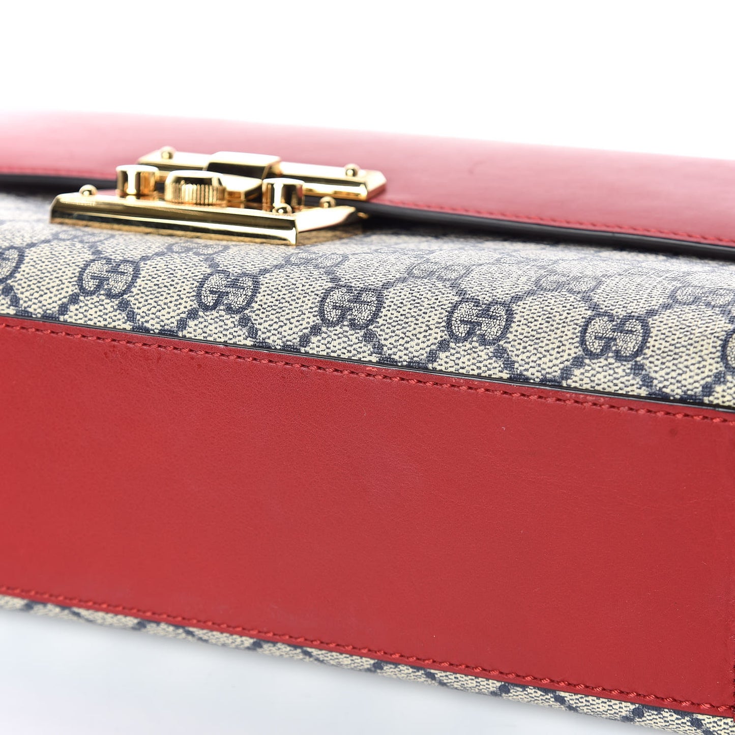 GG Supreme Monogram Moon Calfskin Medium Padlock Shoulder Bag Beige Blue Hibiscus Red Mystic White
