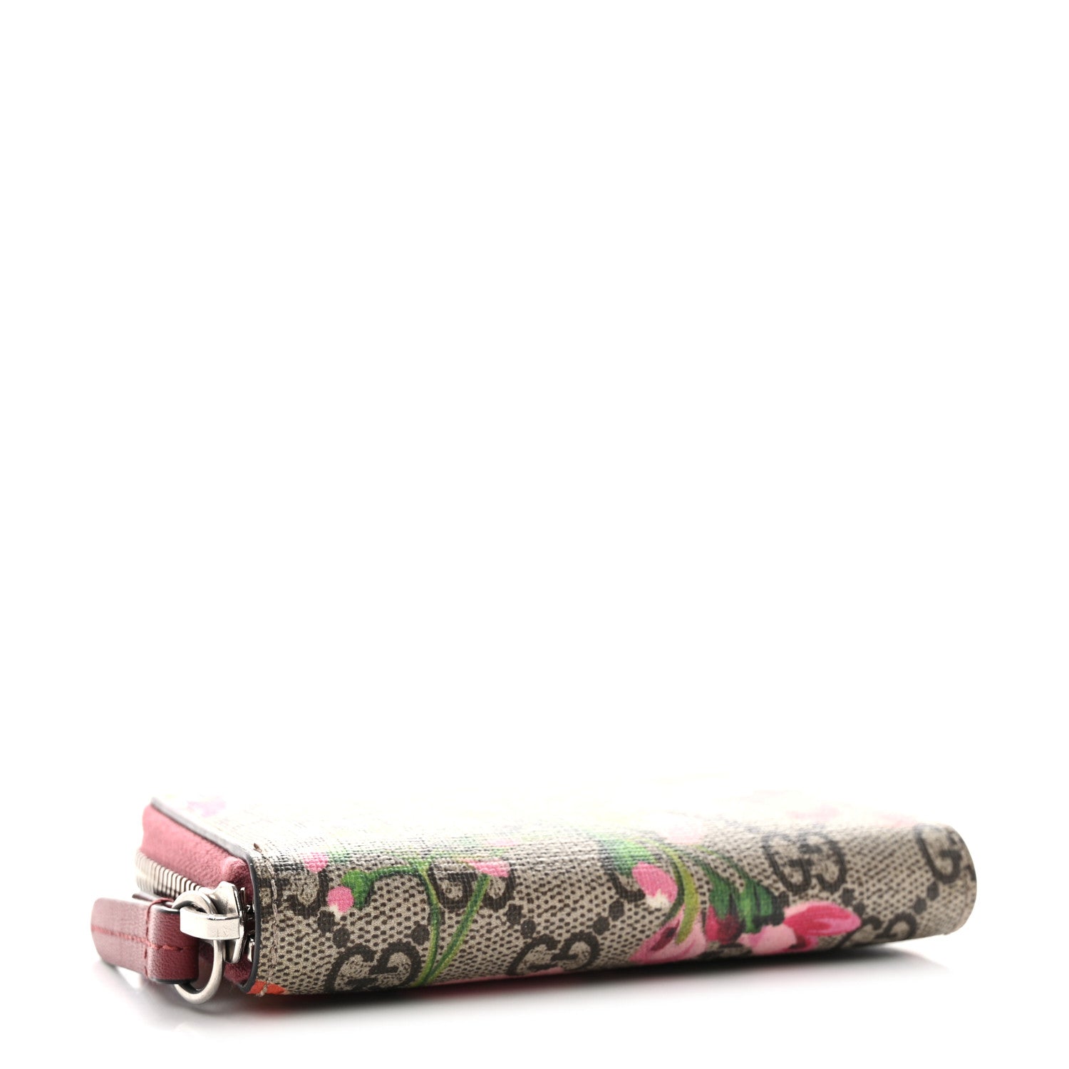 Gucci GG Supreme Monogram Blooms Zip Around Card Case Wallet Beige Multicolor Dry Rose 4 of 7