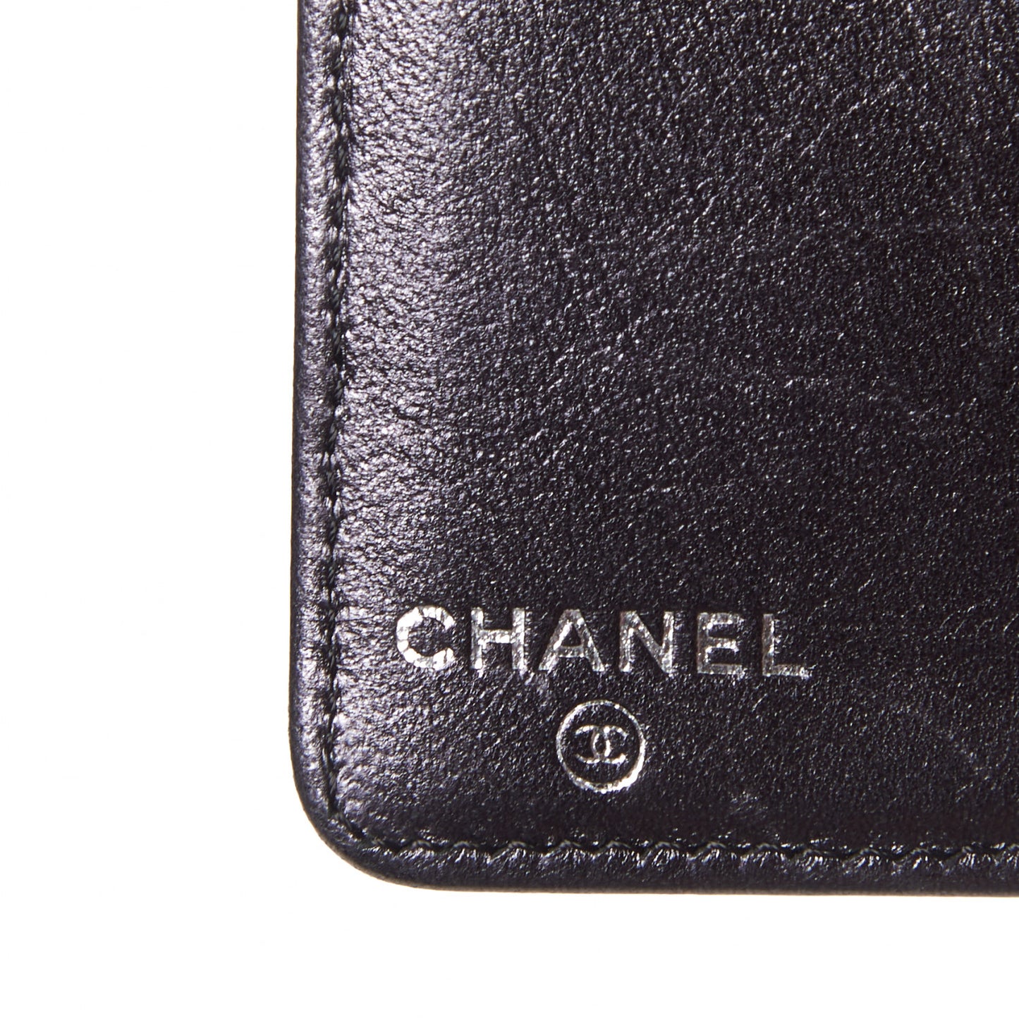 Metallic Lambskin Precious Symbols Yen Wallet Silver