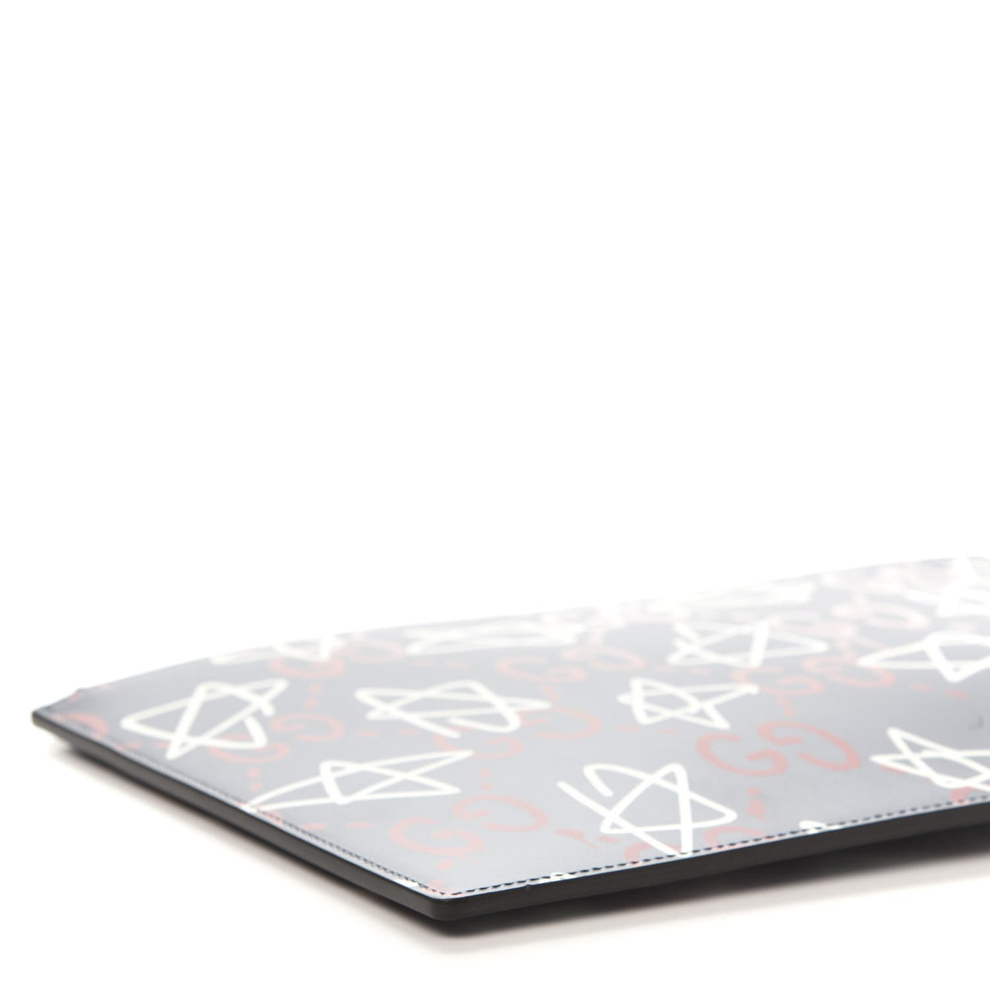 Calfskin GucciGhost Print Pouch Blue Agata Hibiscus Red