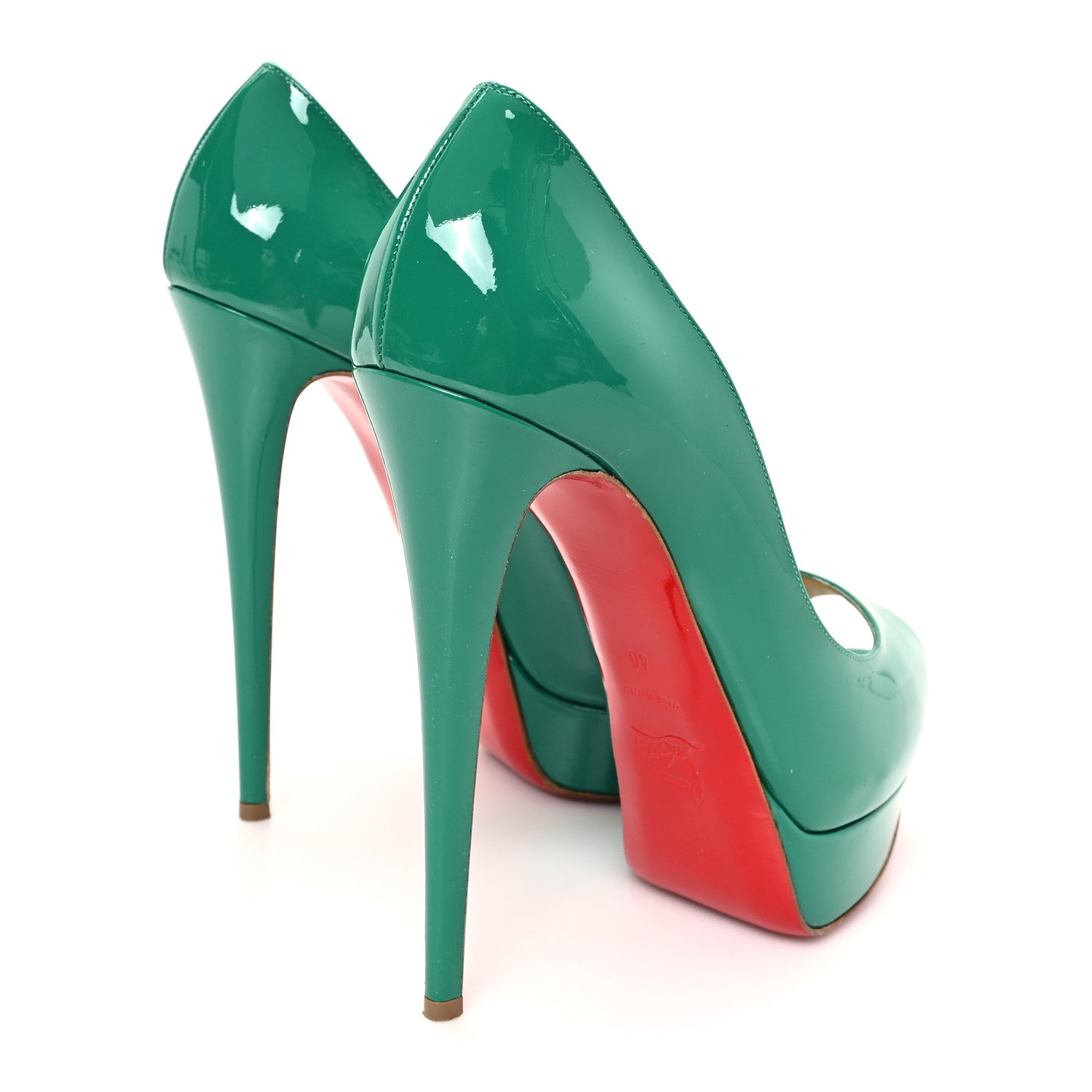 Christian Louboutin Patent Lady Peep 150 Platform Pumps 40 Mint