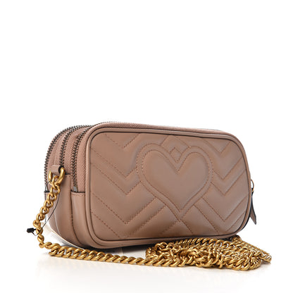 Gucci Calfskin Matelasse Mini GG Marmont Chain Crossbody Bag Porcelain Rose 2 of 11