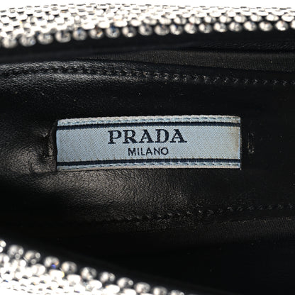 Prada Satin Crystal Metal Triangle Logo 45mm Block Heel Loafers 40 Cristal 8 of 8