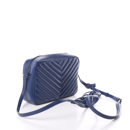 Saint Laurent Calfskin Matelasse Monogram Lou Camera Bag Blue 3 of 9