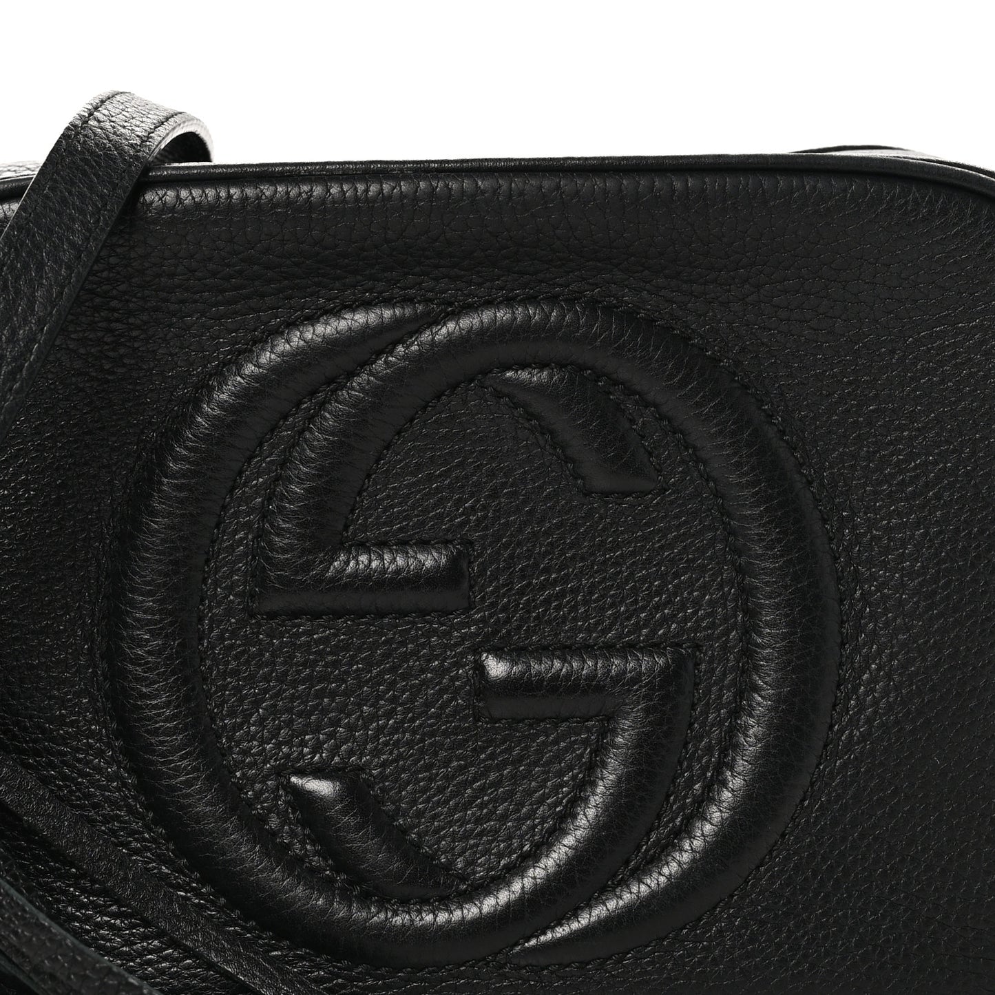 Pebbled Calfskin Small Soho Disco Bag Black