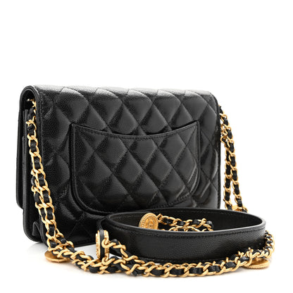 Chanel Caviar Quilted Twist Your Buttons Wallet On Chain WOC Black 3 of 13