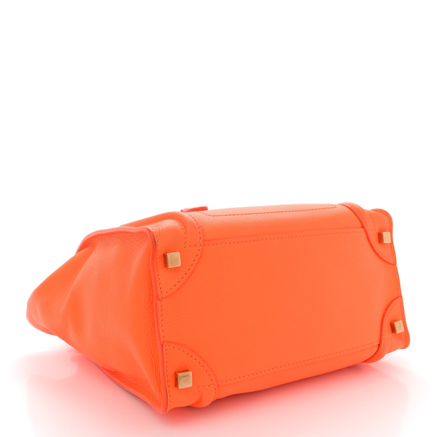 Celine Drummed Calfskin Micro Luggage Fluo Orange 4 of 13