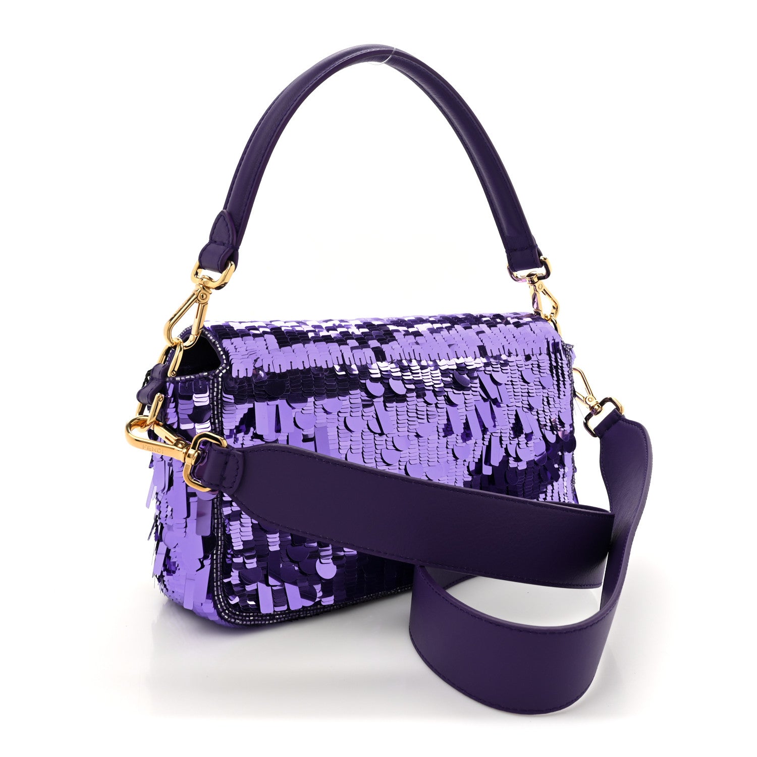 Fendi Sequin Paillettes Shiny Nappa Sex and the City Baguette Viola Purple Rain 3 of 10