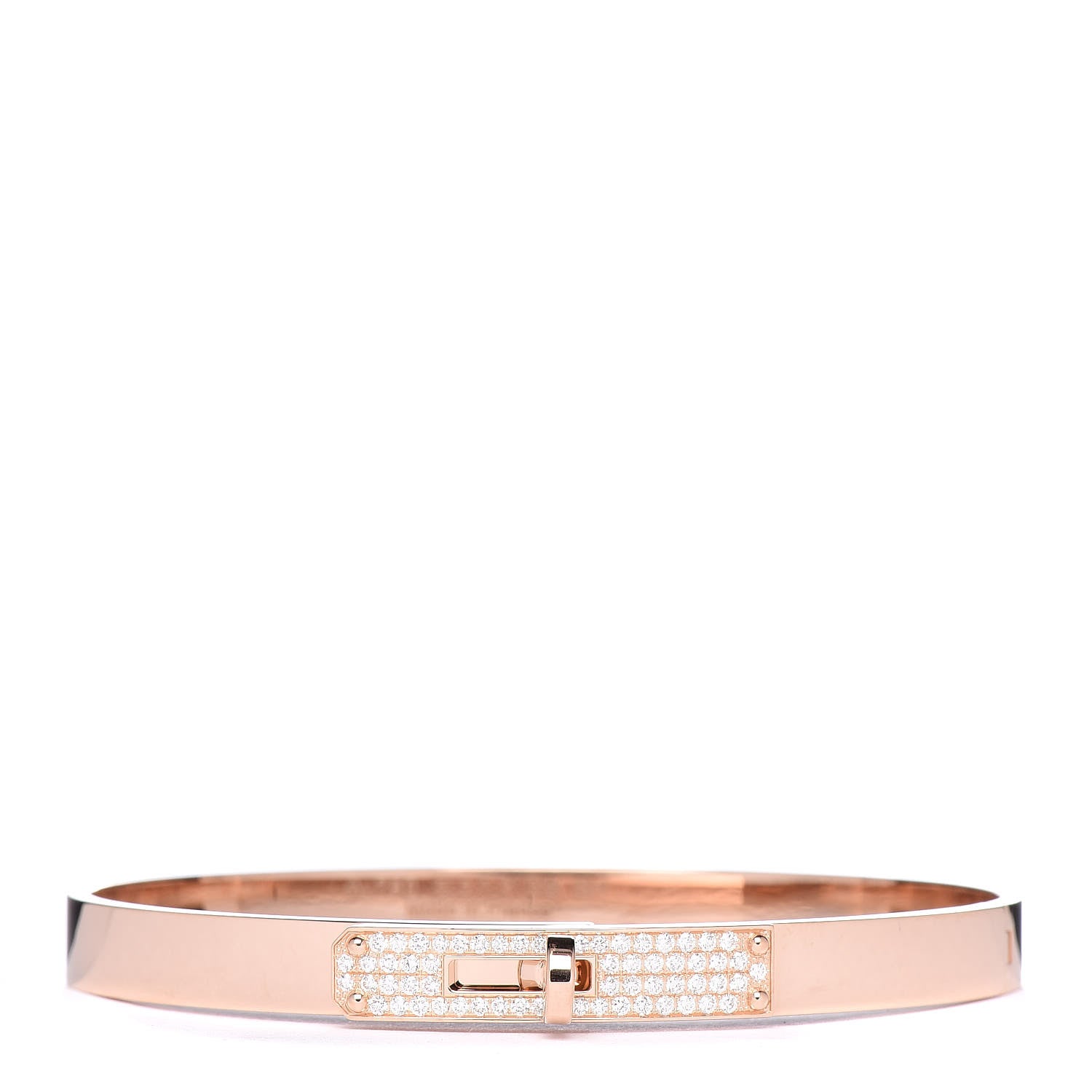 Hermes 18K Rose Gold Diamond PM Kelly Pave Bracelet SH 1 of 6