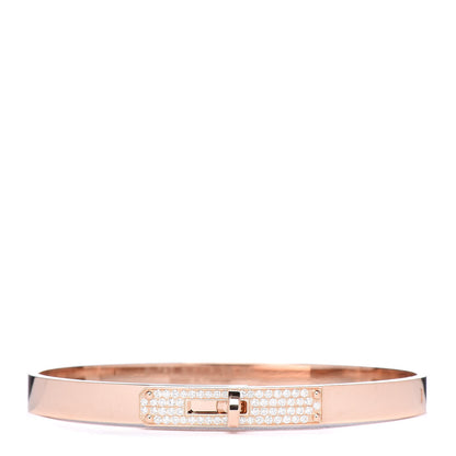 Hermes 18K Rose Gold Diamond PM Kelly Pave Bracelet SH 1 of 6