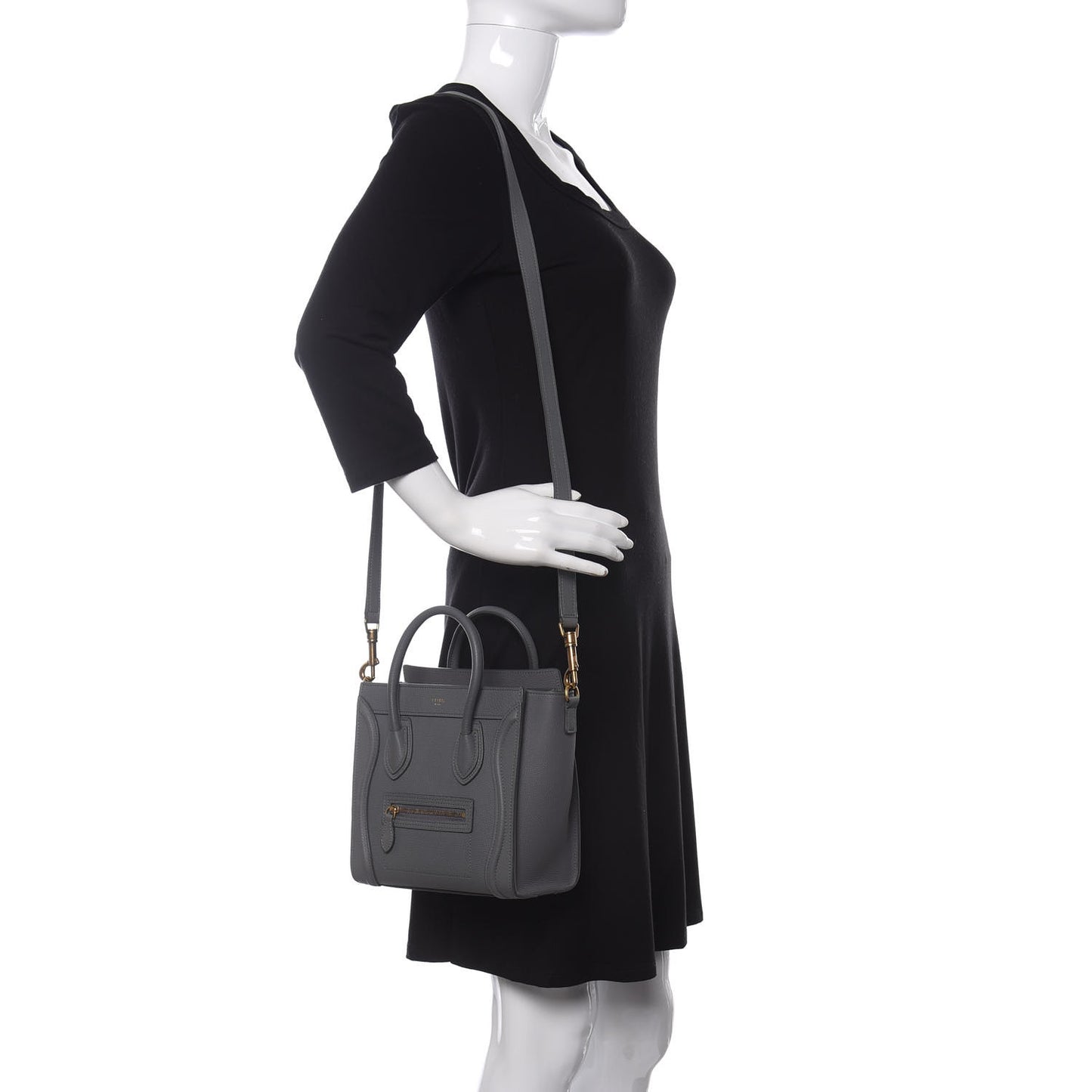 Baby Drummed Calfskin Nano Luggage Kohl