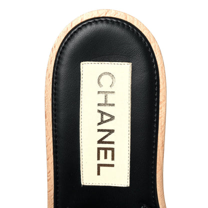Chanel Lambskin Quilted CC Slip On Platform Sandals 39 Black 7 of 9