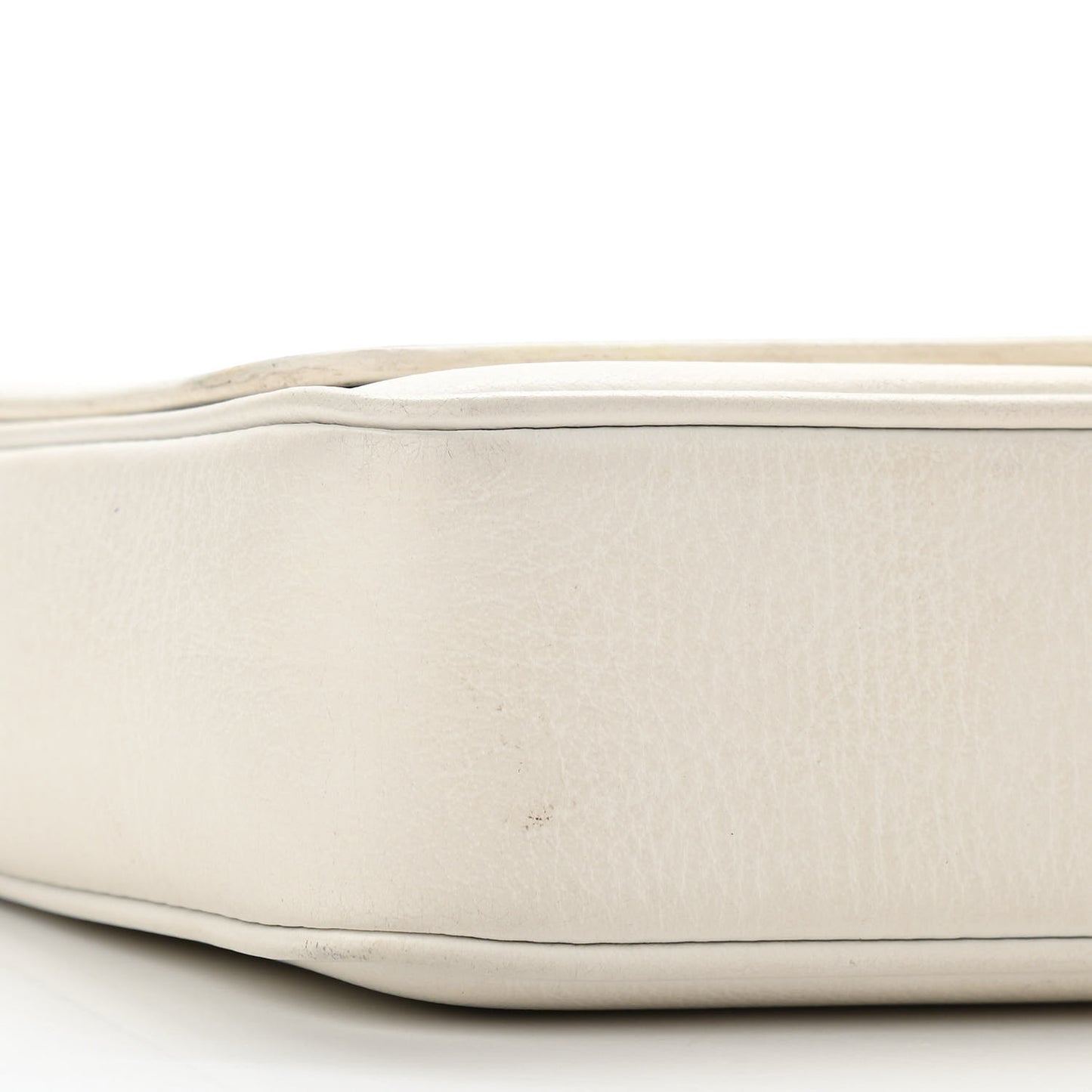 Pebbled Calfskin Logo Everyday Flap Chain Wallet White