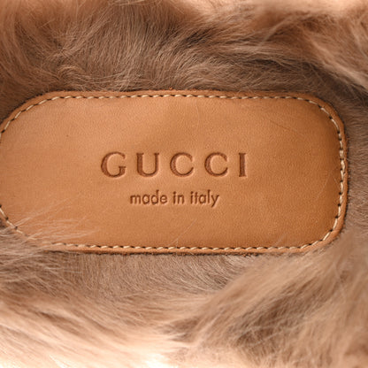 Gucci Velvet Fur Womens Princetown Slippers 37 Fucsia Violet Cyclamen Natural 7 of 8