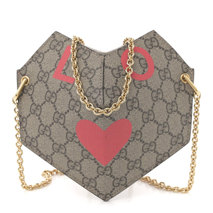 Gucci GG Supreme Monogram Love Heart Valentines Day Mini Padlock Heart Bag Beige Ebony New Geranium 1 of 21