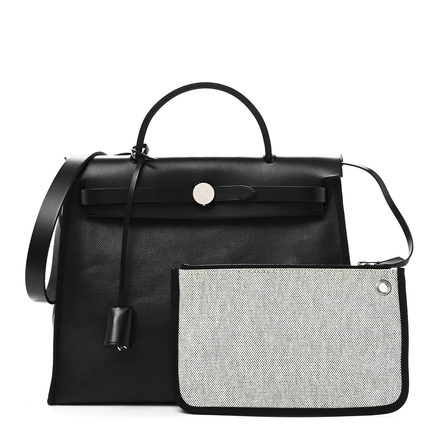 Hermes Toile H Berline Vache Hunter Herbag Zip PM 31 Black Ecru 3 of 11
