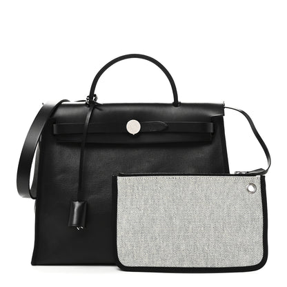 Hermes Toile H Berline Vache Hunter Herbag Zip PM 31 Black Ecru 3 of 11
