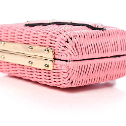 Prada Wicker Saffiano Logo Crossbody Clutch Petalo Black 7 of 8