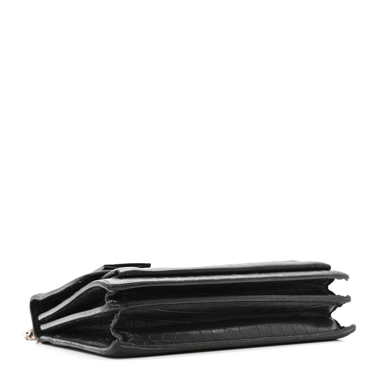 Calfskin Crocodile Embossed Medium Monogram Sunset Black