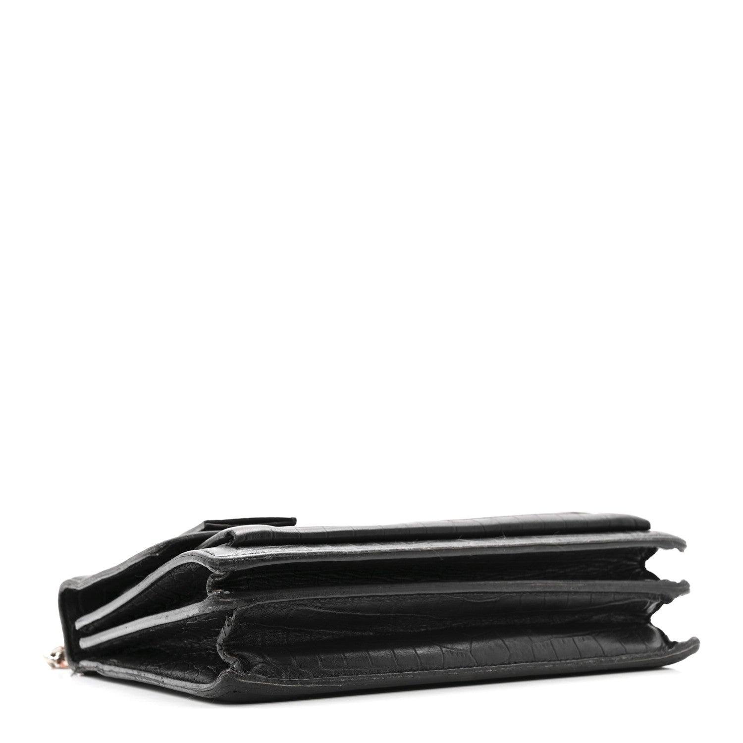 Saint Laurent Calfskin Crocodile Embossed Medium Monogram Sunset Black 3 of 13