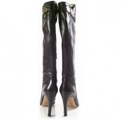 Gucci Leather Knee High Boots 40 Brown 3 of 9