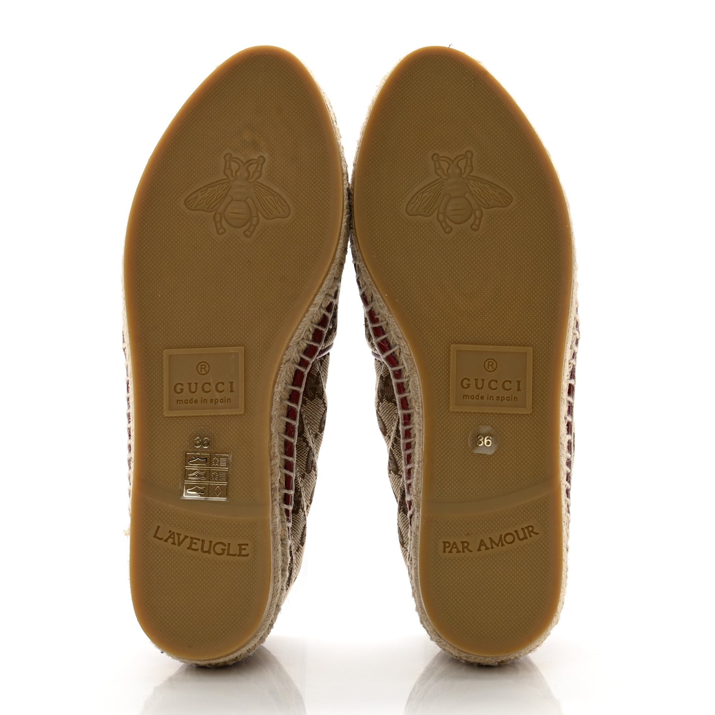 Monogram Matelasse Diagonal GG Marmont Espadrilles 36 Beige New Cherry Red