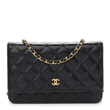 Chanel Lambskin Quilted Wallet On Chain WOC Black 1 of 9