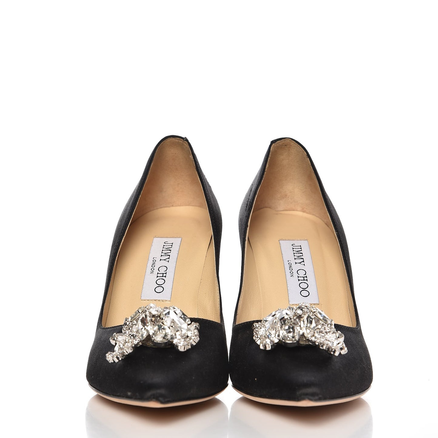 Satin Crystal Mamey 85 Pumps 37.5 Black
