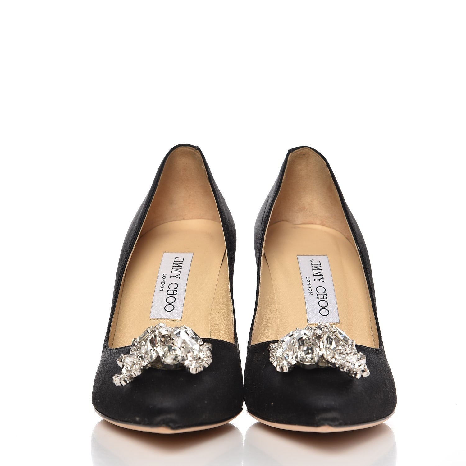 Jimmy Choo Satin Crystal Mamey 85 Pumps 37.5 Black 3 of 9