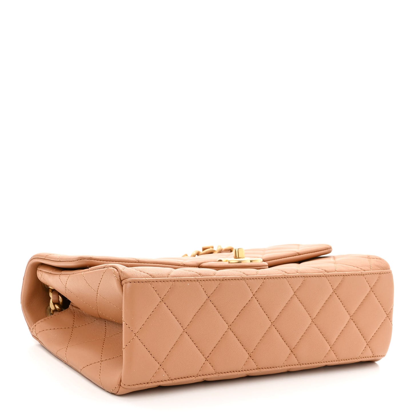 Lambskin Quilted Chaine Lettre Flap Brown