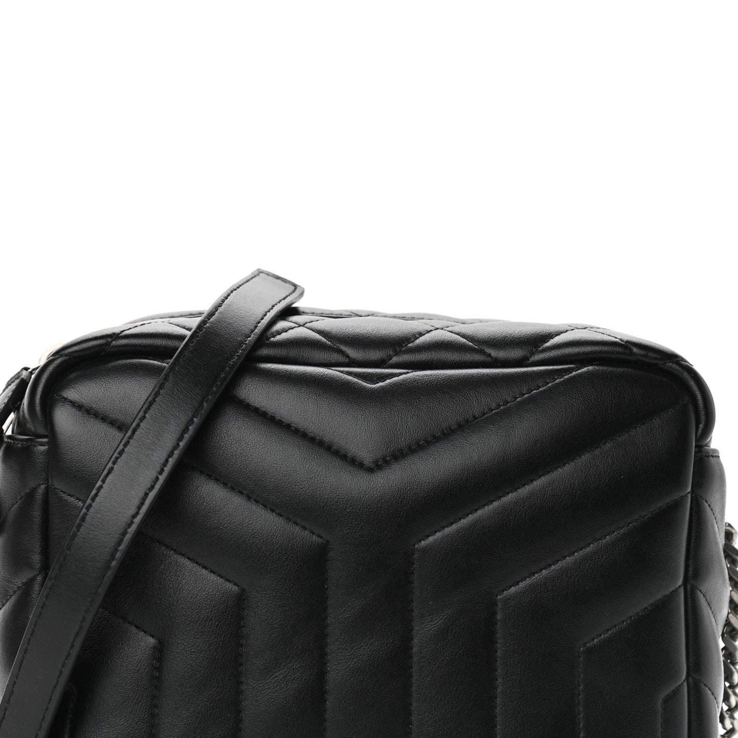 Calfskin Y Quilted Monogram Small Loulou Bowling Bag Black