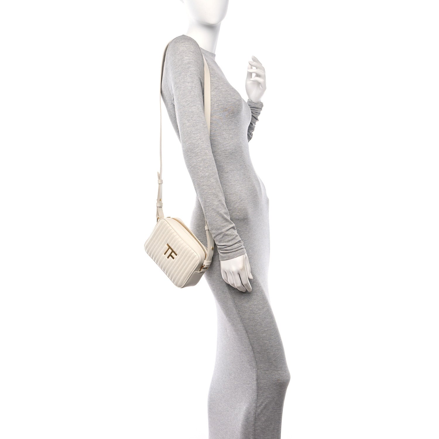 Tom Ford Bos Taurus Calfskin Quilted TF Camera Bag White 2 of 10