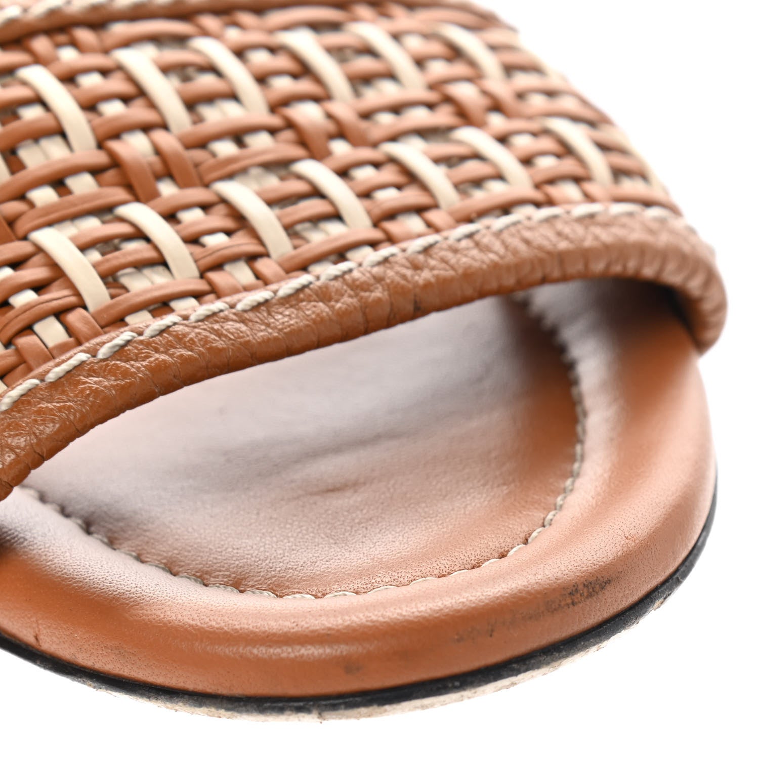 Fendi Calfskin FF Flat Sandals 38.5 Brandy Camelia Naturale 9 of 10