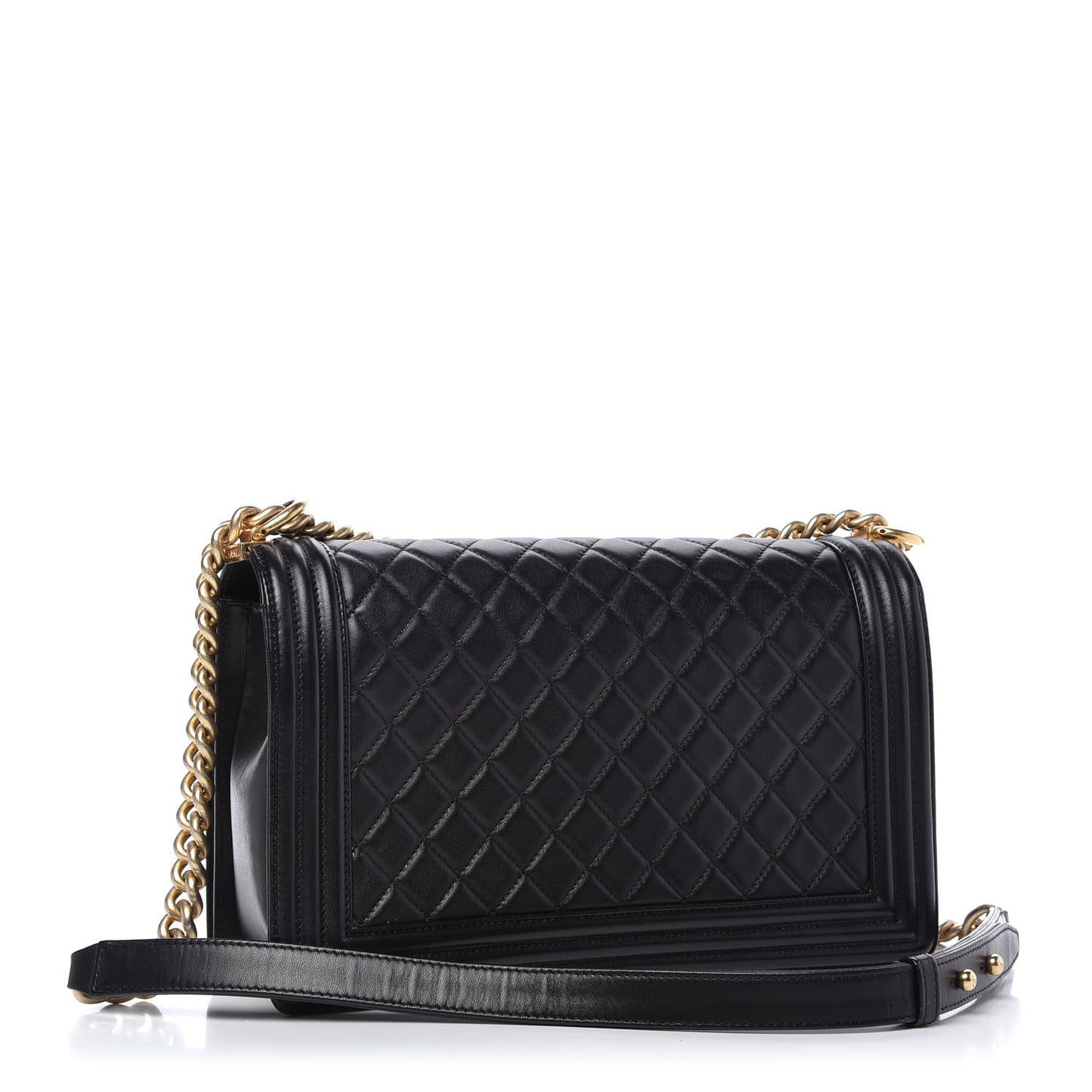 Lambskin Quilted New Medium Boy Flap Black
