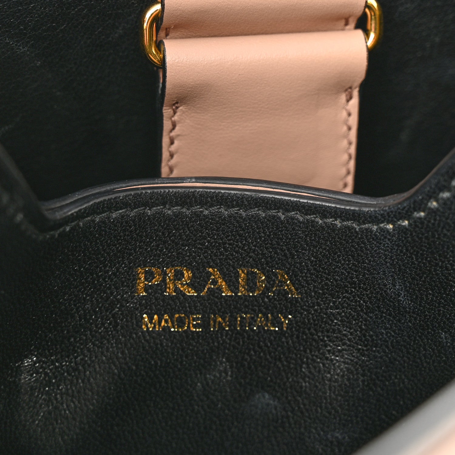 Prada Saffiano Cuir Calfskin Small Panier Bucket Bag Cipria Black 6 of 10