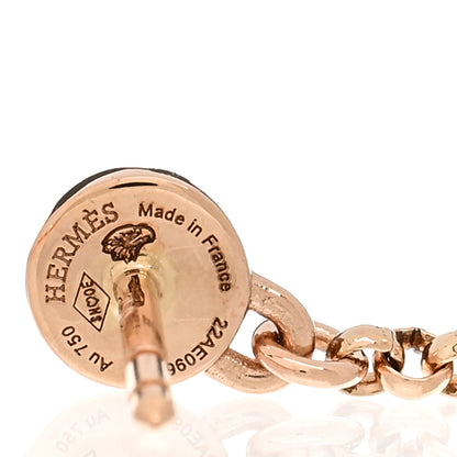 Hermes 18K Rose Gold Diamond Kelly Clochette Drop Earrings 4 of 5