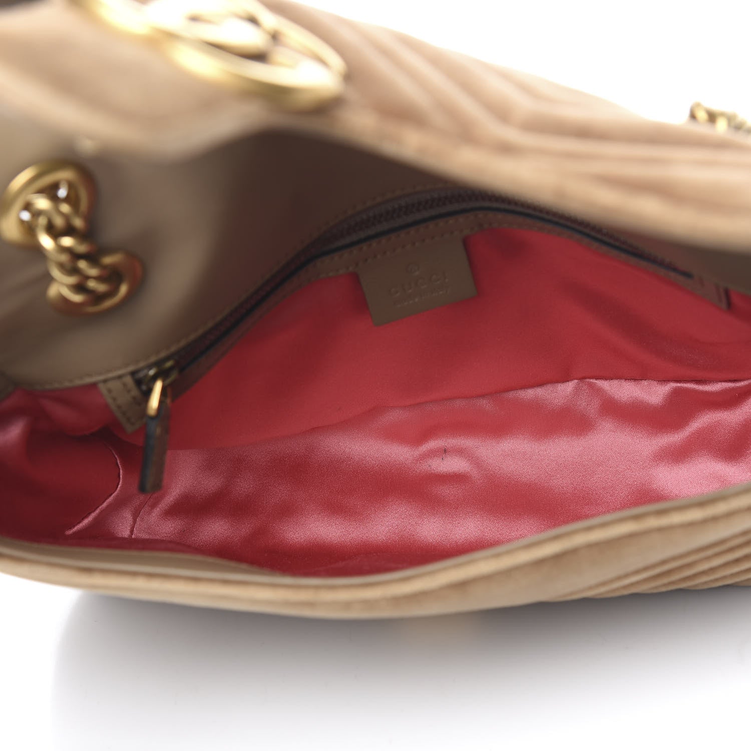 Gucci Velvet Matelasse Small GG Marmont Shoulder Bag Taupe 4 of 9