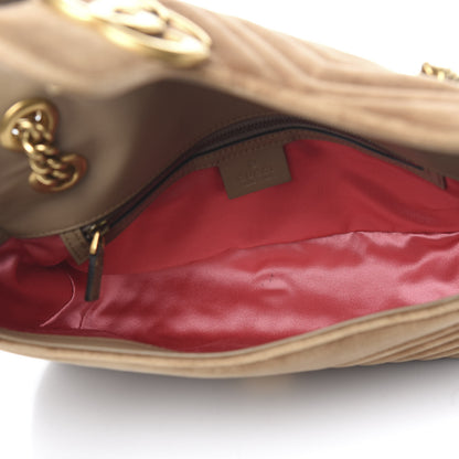 Gucci Velvet Matelasse Small GG Marmont Shoulder Bag Taupe 4 of 9
