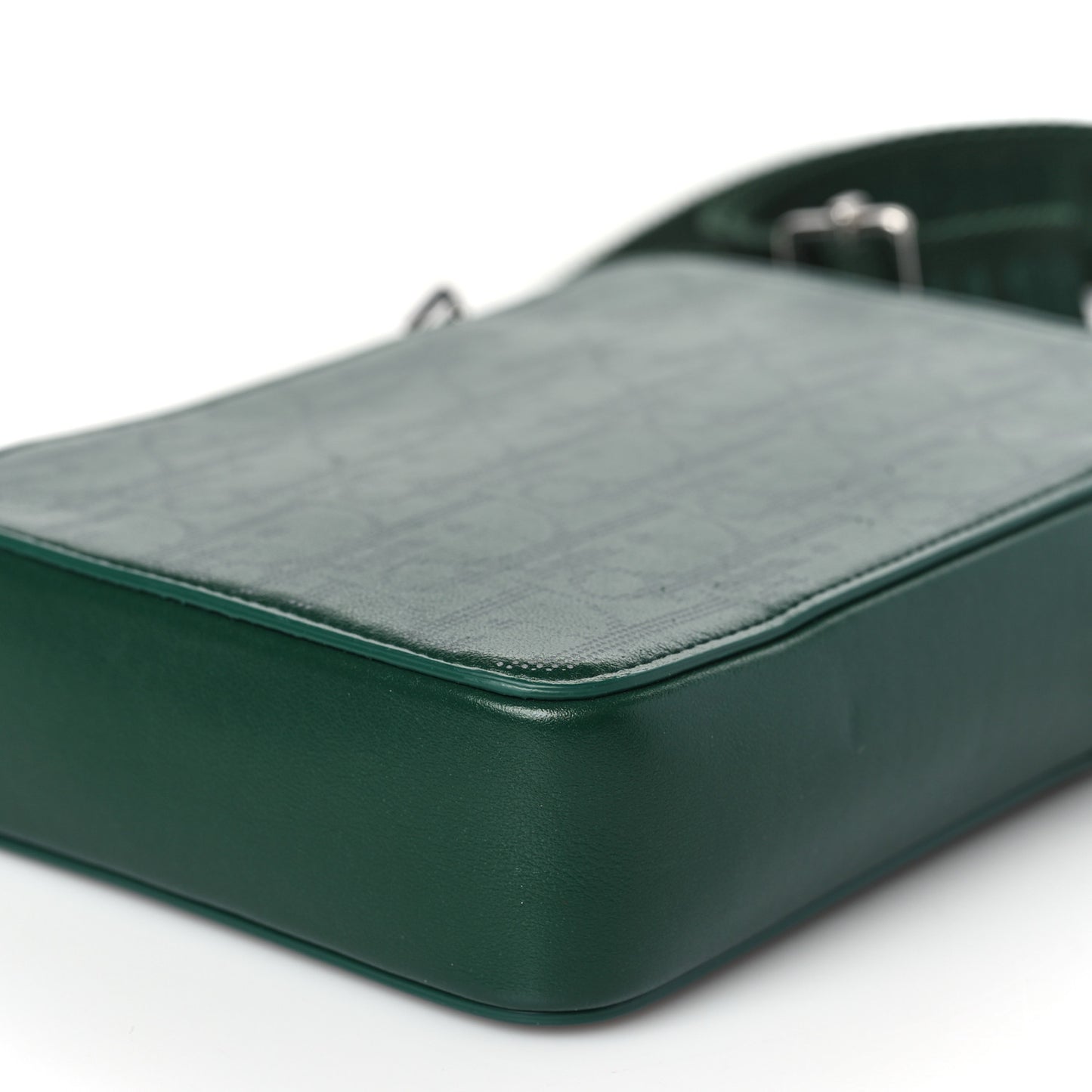 Calfskin Oblique Galaxy Perforated World Tour Messenger Pouch Green White