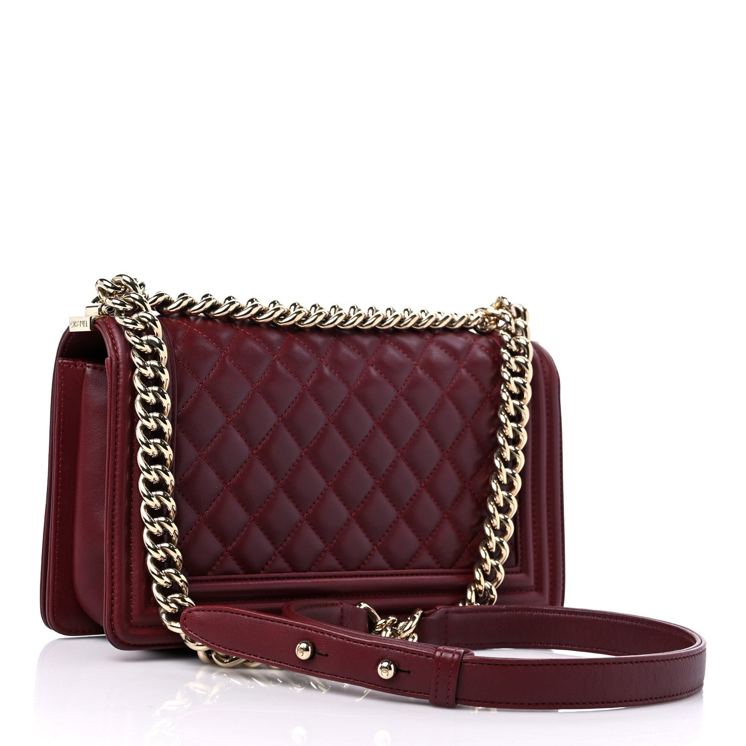 Chanel Lambskin Quilted Medium Boy Flap Dark Red 3 of 16