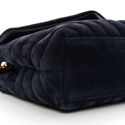 Saint Laurent Suede Calfskin Y Quilted Monogram Small Loulou Chain Satchel Deep Marine 9 of 10