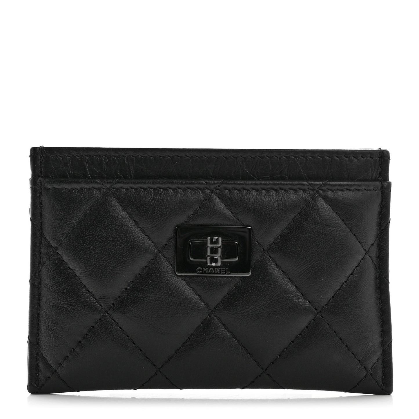 Aged Calfskin Quilted Reissue Card Holder So Black