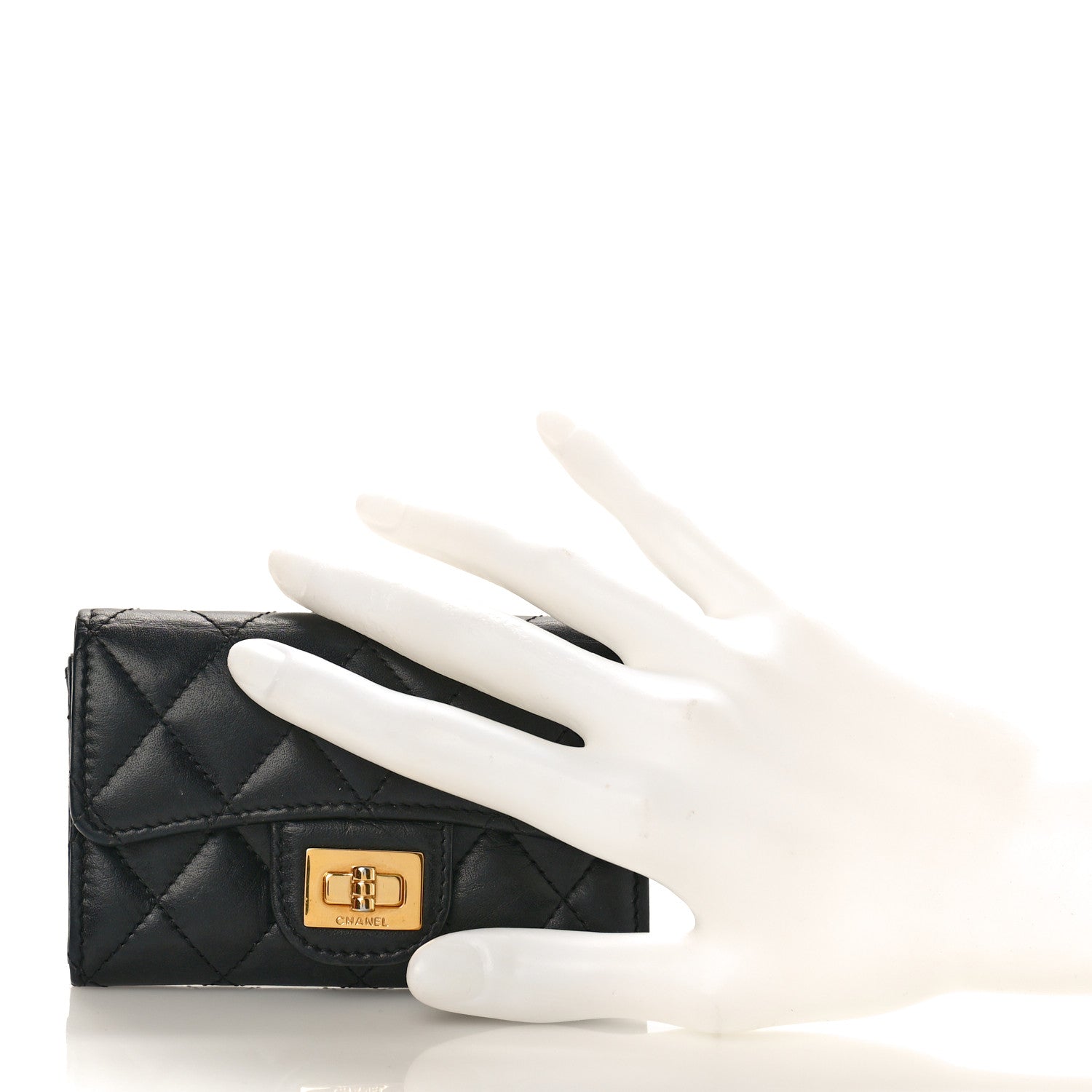 Chanel Aged Calfskin Quilted Reissue Flap Card Holder Black 2 of 11