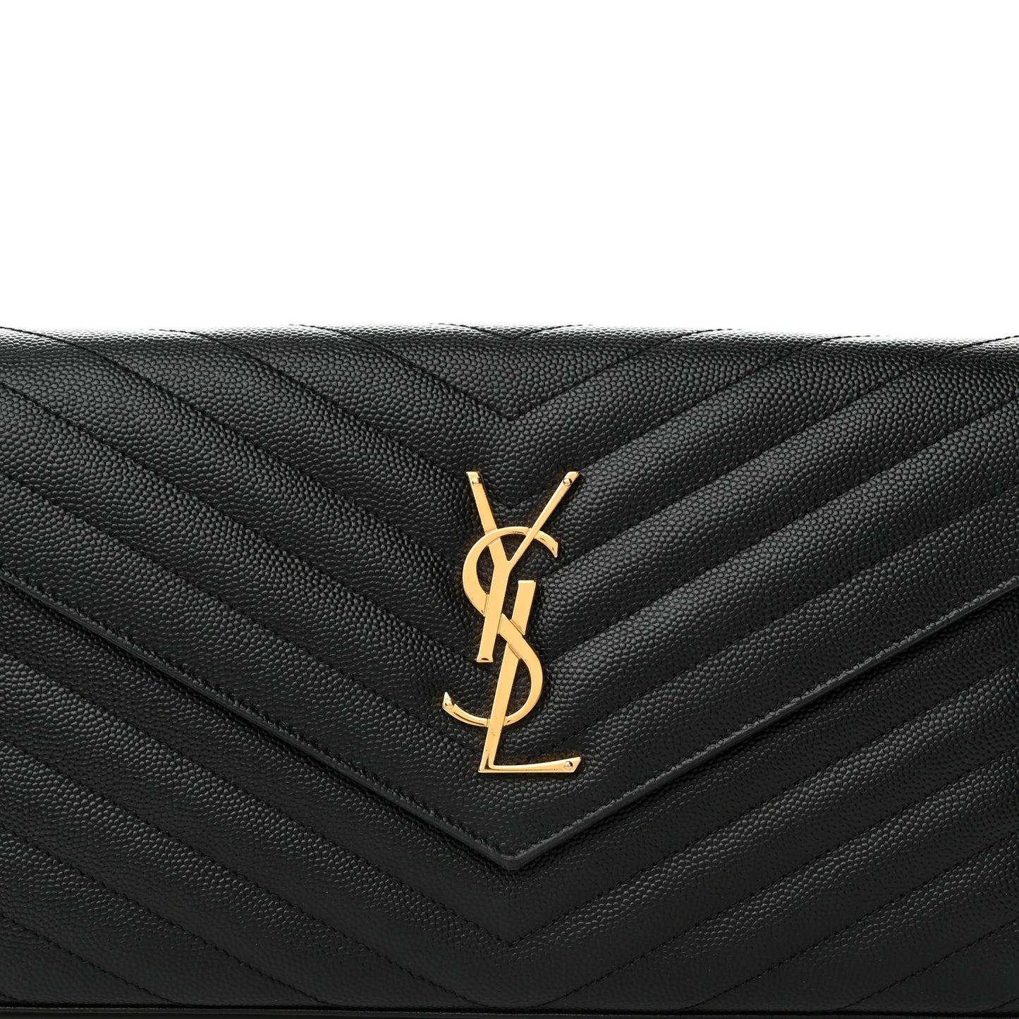 Grain De Poudre Matelasse Chevron Monogram Chain Wallet Black