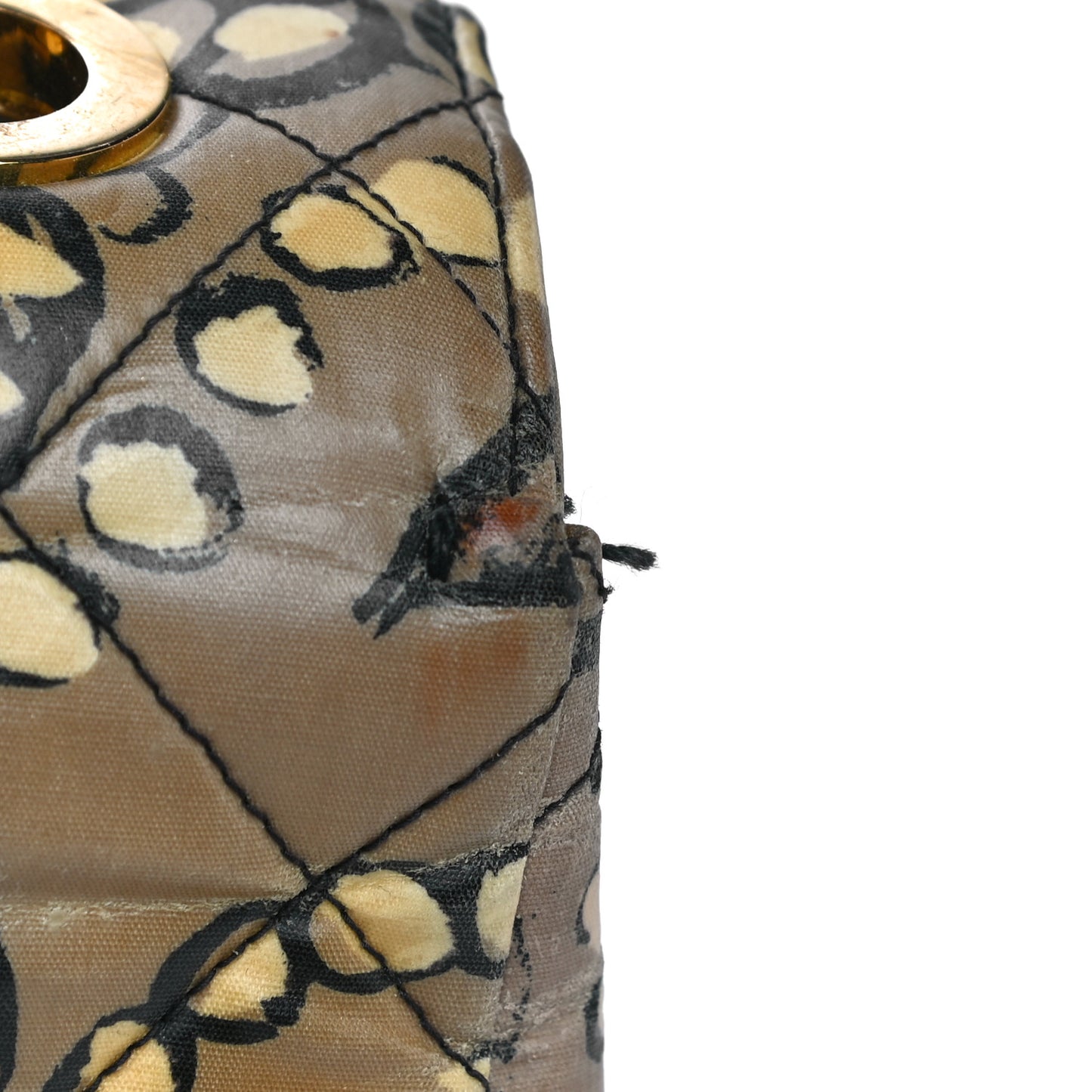 Coated Canvas Printed Quilted Medium Single Flap Black Beige Multicolor