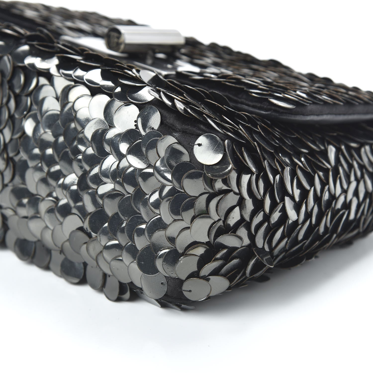 Tom Ford Paillette Embellished Large Natalia Chain Bag Dark Silver Black 7 of 9