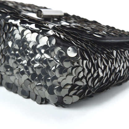 Tom Ford Paillette Embellished Large Natalia Chain Bag Dark Silver Black 7 of 9
