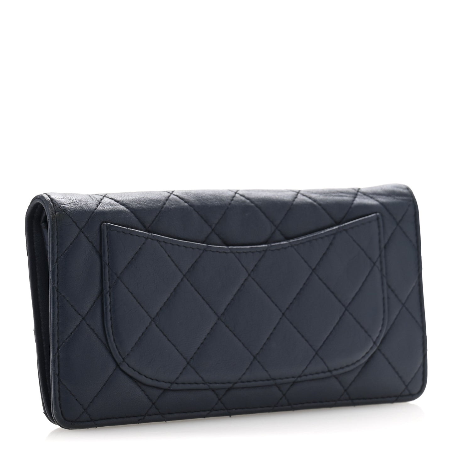Lambskin Quilted Yen Wallet Blue