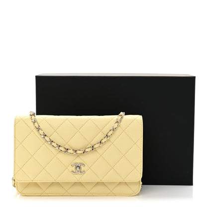 Chanel Caviar Quilted CC Turn Lock Wallet On Chain WOC Light Yellow 12 of 12