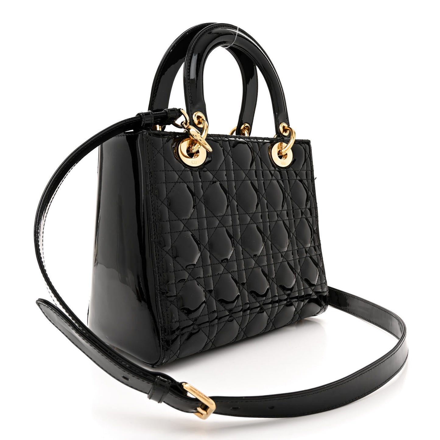 Patent Cannage Medium Lady Dior Black